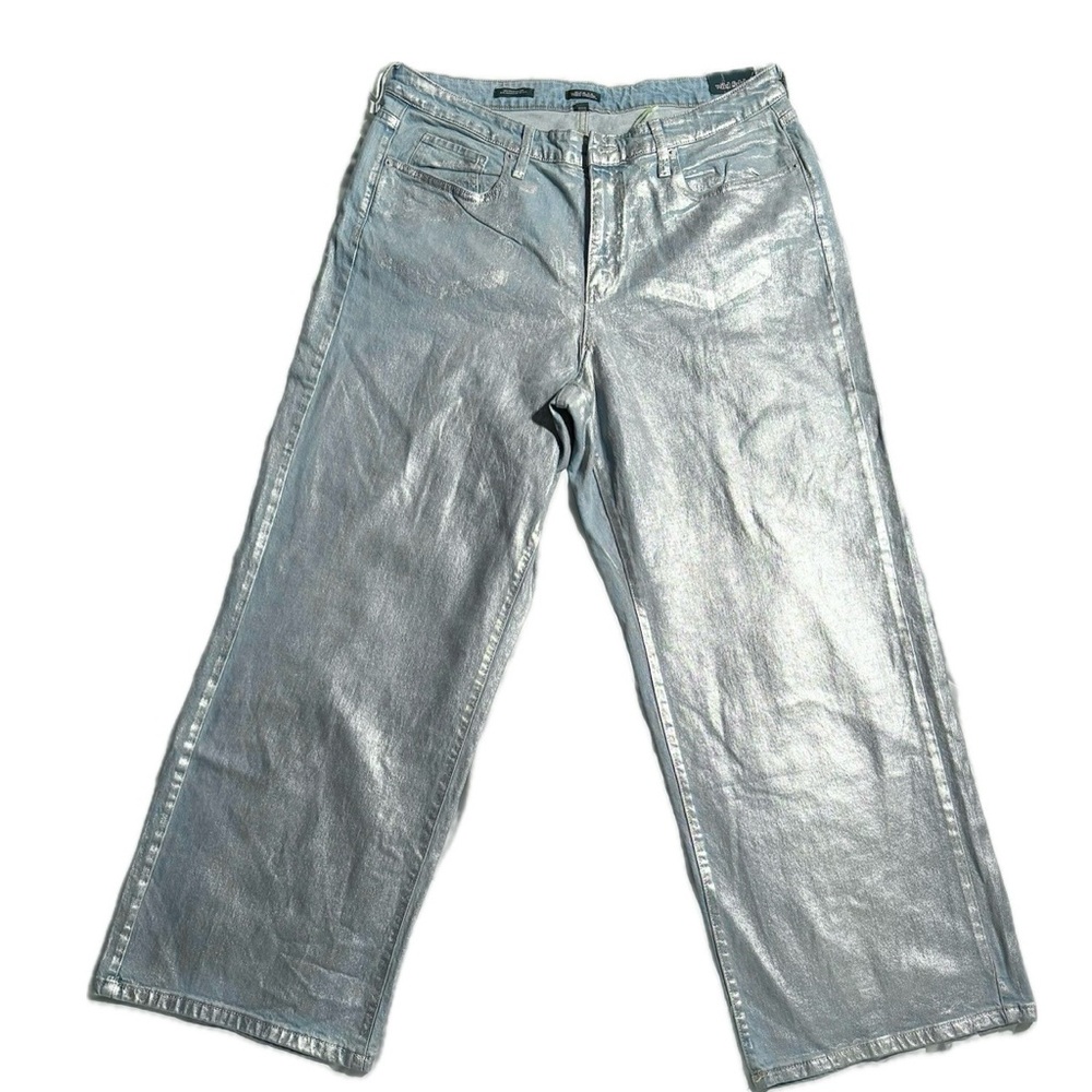 Wild Fable Metallic Silver Baggy Jeans – Size 17 | High Rise, Y2K Statement Jean